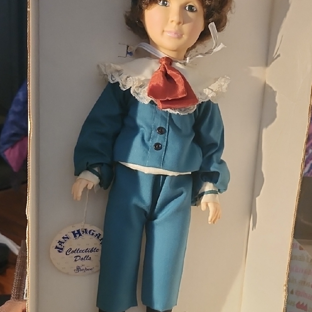 Classic Blue and Red Doll with Vintage Style